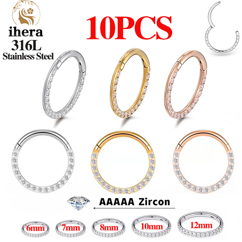 1/10PCS Stainless Steel Nose R - Septum Clicker Ring 评论和价格