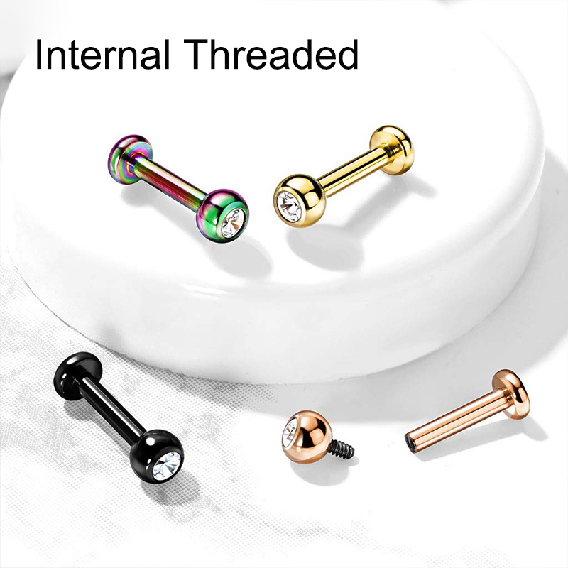 16G Surgical Steel Ball Top CZ - Body Jewelry And Earrings 评论和价格