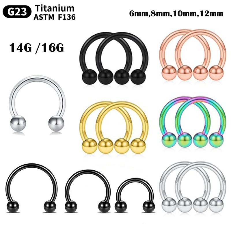 1/5Pcs Titanium Horseshoe Sept - Body Jewelry Nipple Rings 评论和价格