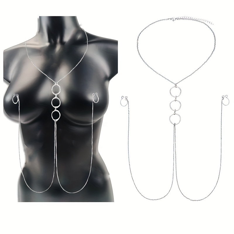 A Silvery Stainless Steel Body - Body Jewelry Nipple Chain 评论和价格