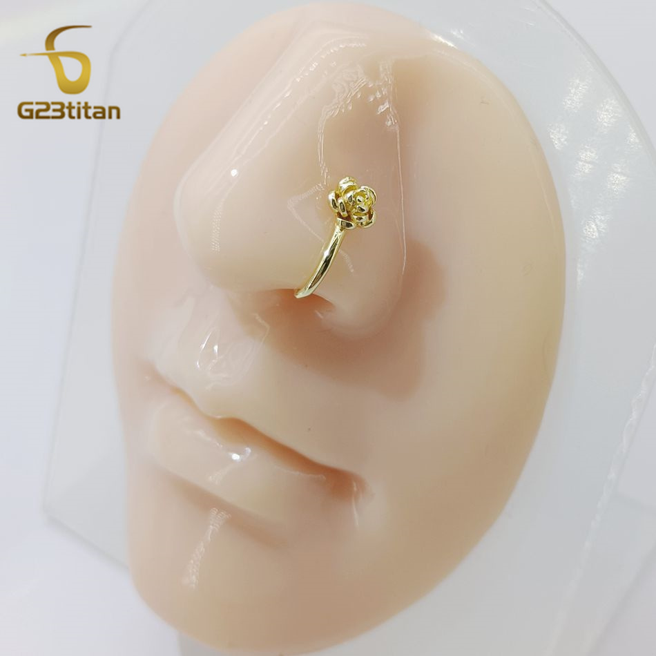 1pc Crystal Copper Rose Nose C - Body Jewelry And Earrings 评论和价格