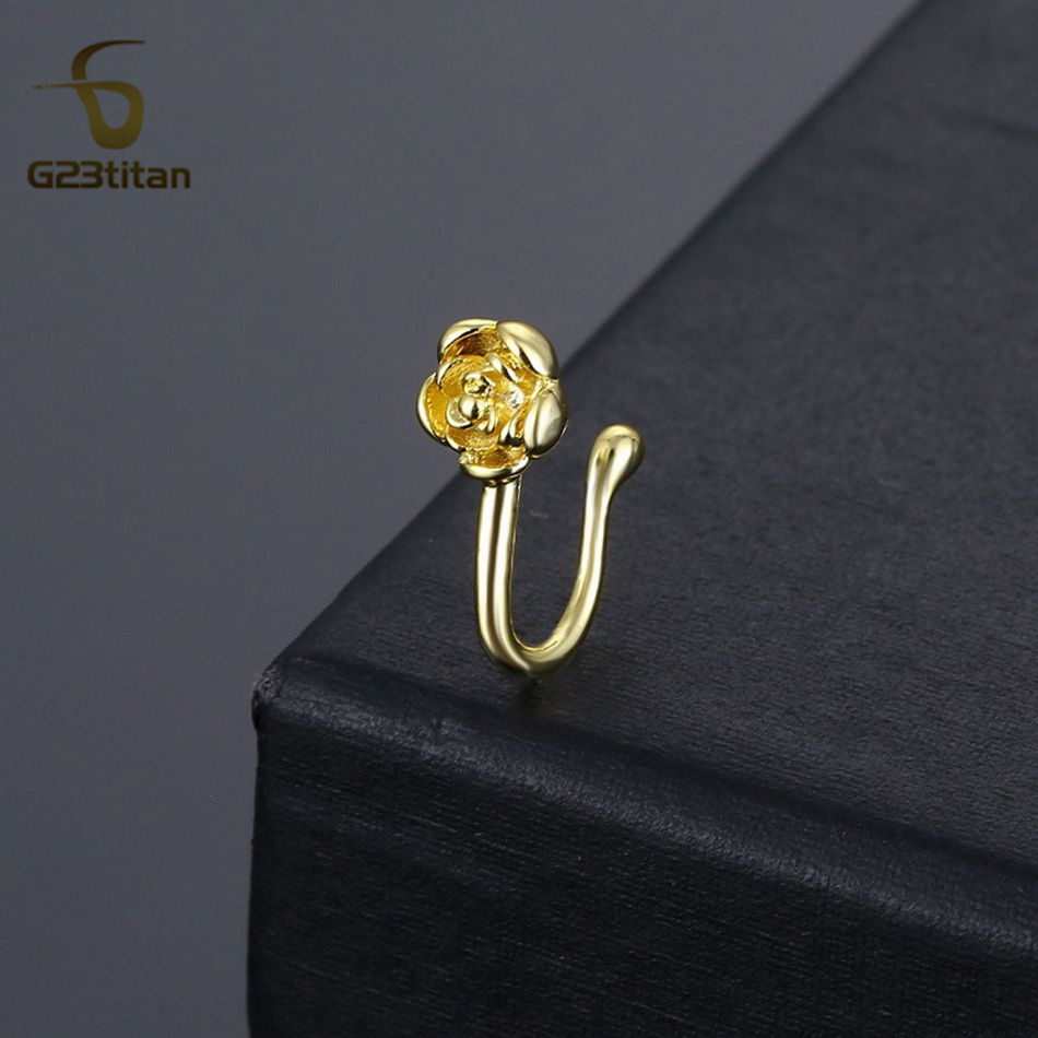 1pc Crystal Copper Rose Nose C - Body Jewelry And Earrings 评论和价格