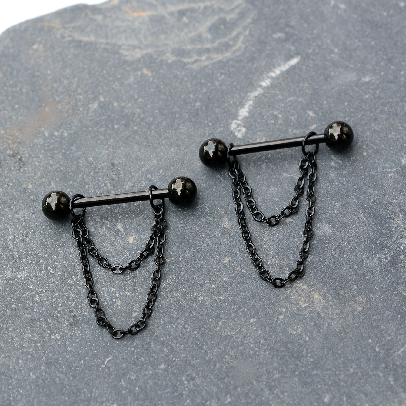 14G Black Punk Nipple Piercing - Body Jewelry Nipple Chain 评论和价格