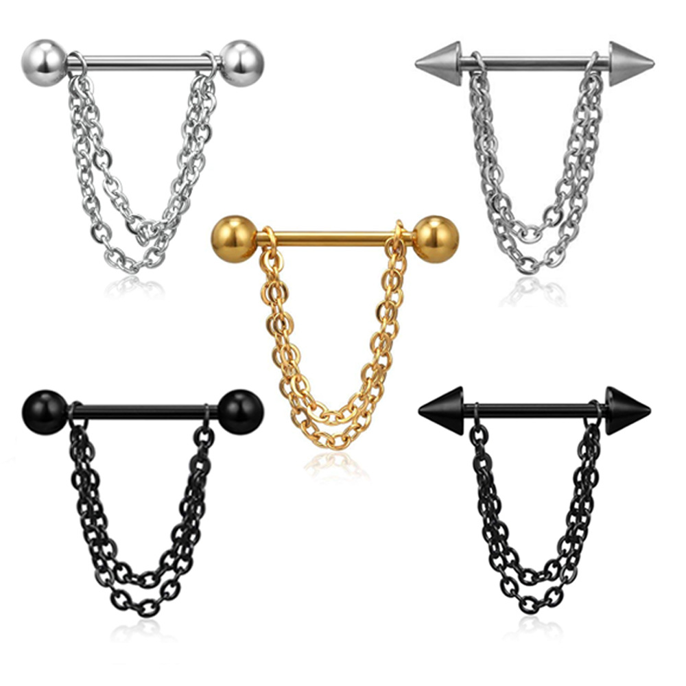 14G Black Punk Nipple Piercing - Body Jewelry Nipple Chain 评论和价格