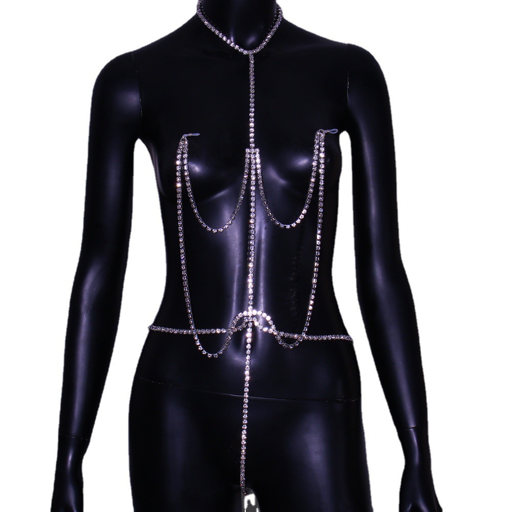 Chest Chain Sexy Rhinestone Ni - Body Jewelry Nipple Chain 评论和价格