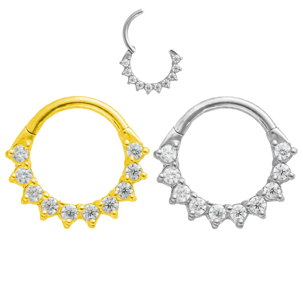 Trapezium CZ Septum 100%316L S - Septum Clicker Ring 评论和价格