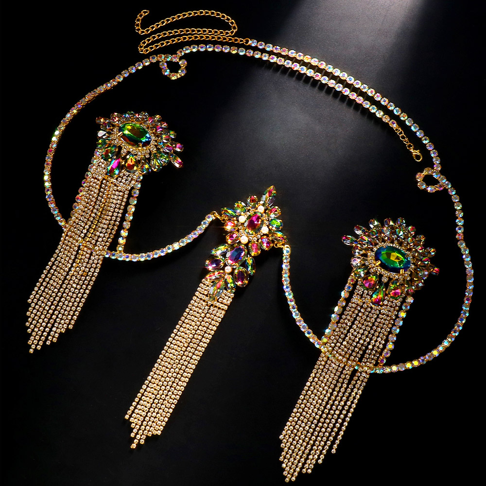 Sexy Tassel Color Crystal Ches - Body Jewelry Nipple Chain 评论和价格