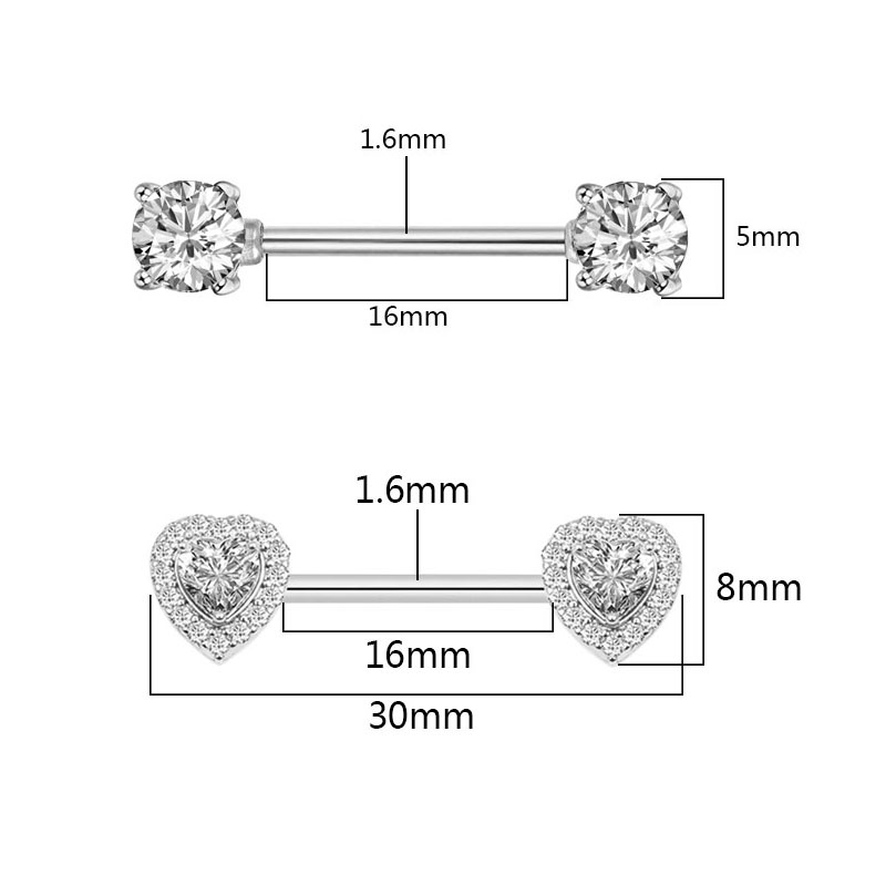 2Pcs Fashion High Quality Zirc - Body Jewelry Nipple Rings 评论和价格